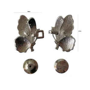 butterfly pant waist tightener back view pin post and metal backing disc detachable jean button mechanism, and with size