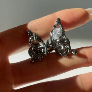 gunmetal butterfly Waist Tightener Clip no sew jean button decorative crystal style waist adjuster